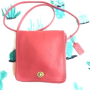 Vintage COACH Purse Bag Satchel Red Leather Small